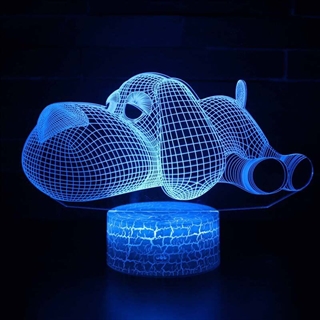 Hunde 3D lampe med fjernbetjening - 16 lysfarver - dæmpbar